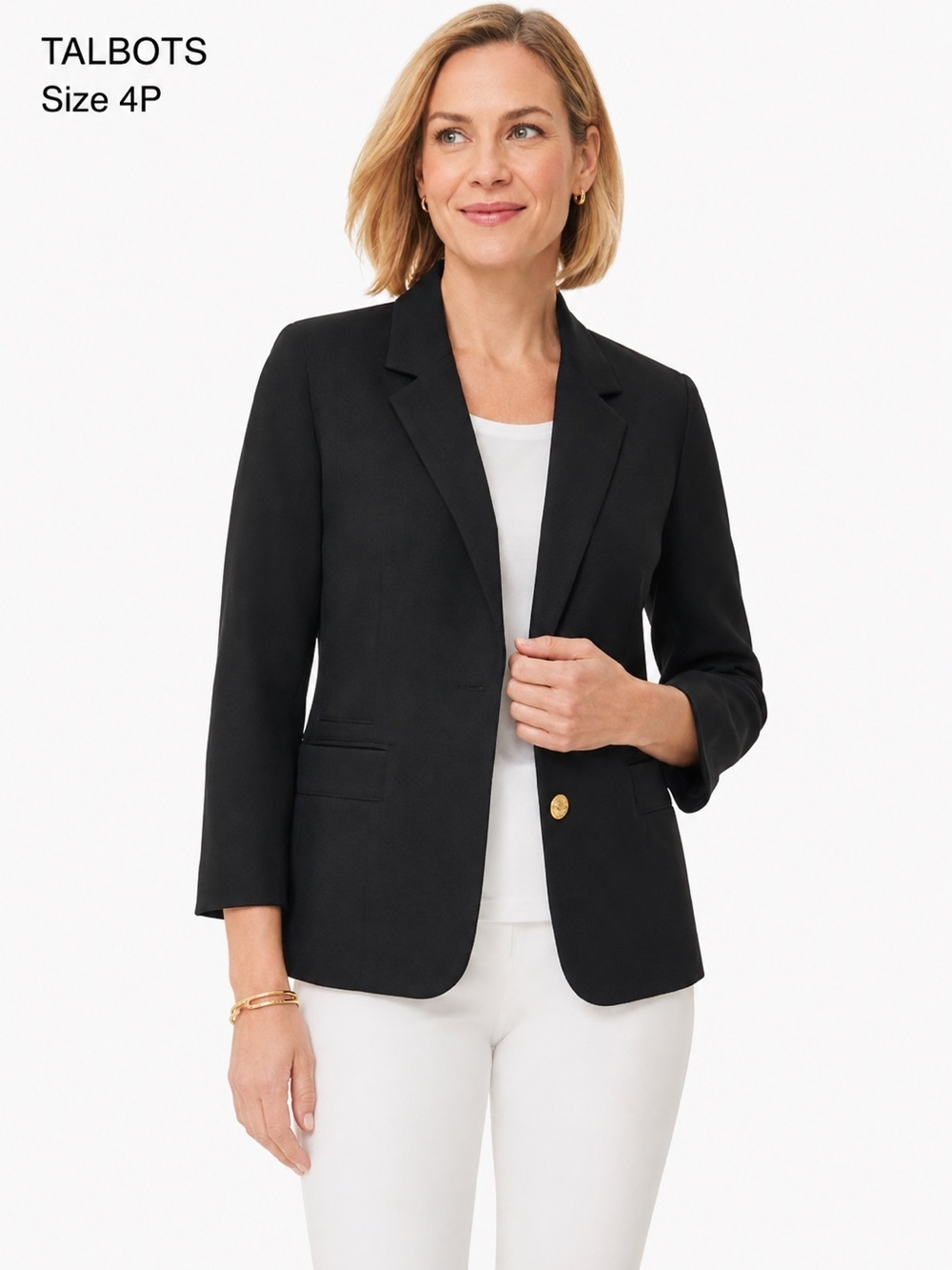 TALBOTS black academia Blazer with Notched Lapels and Tailored Silhouette/4P